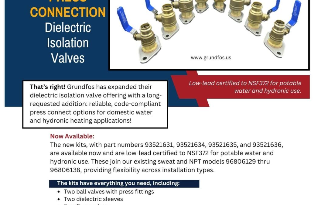 Grundfos Press Connection Dielectric Isolation Valves